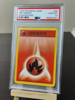 1999 POKEMON GAME 98 FIRE ENERGY PSA 10 GEM MINT BASE SET SHADOWLESS - Image 1