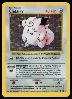 Clefairy 5/102 Shadowless Holo Rare Base Set Pokemon - Image 1