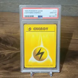1999 POKEMON GAME #100 LIGHTNING ENERGY PSA 10 GEM MINT BASE SET UNLIMITED - Image 1