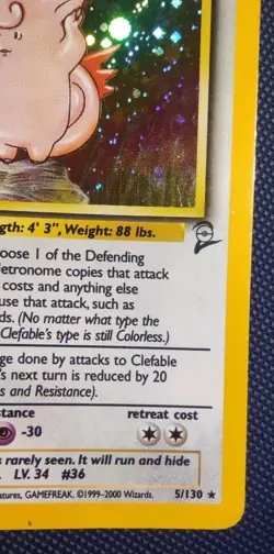 Pokemon Clefable Pixi Holo Rare 5/130 Base Set 2 Vintage English 🇬🇧 - Image 3