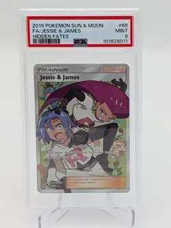 2019 Pokemon Hidden Fates Jessie & James #68 PSA 9 MINT Full Art Ultra Rare - Image 1