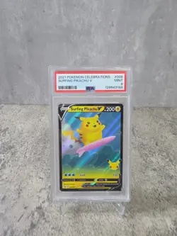 2021 Pokemon Surfing Pikachu V 008/025 Celebrations PSA 9 NM-MT - Image 1