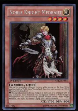 Noble Knight Medraut CBLZ-EN081 Secret Rare Cosmo Blazer 1st Edition Yu-Gi-Oh - Image 1