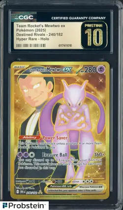 2025 Pokemon DRI EN Hyper Rare #240 Team Rocket's Mewtwo ex CGC 10 PRISTINE - Image 1