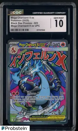 2025 Pokemon MEP EN Black Star Promo UPC #023 Mega Charizard X ex CGC 10 - Image 1