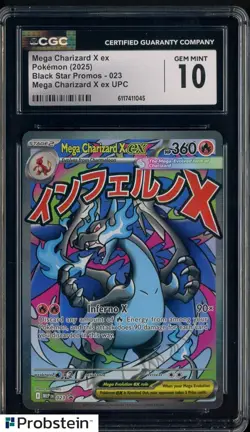 2025 Pokemon MEP EN Black Star Promo UPC #023 Mega Charizard X ex CGC 10 - Image 1