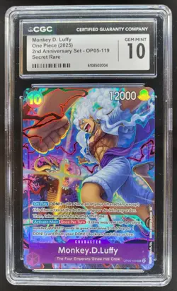 2025 ONE PIECE CCG MONKEY D. LUFFY SECRET RARE OP05-119 CGC 10 A PT - Image 1