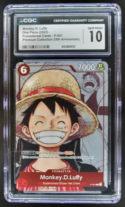 2023 ONE PIECE CCG MONKEY D. LUFFY PROMO P-001 25TH CGC 10 B PT - Image 1