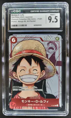 2022 ONE PIECE CCG JPN MONKEY D. LUFFY MANGA ALT ART 25TH P-001 CGC 9.5 B PT - Image 1