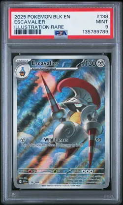 2025 POKEMON BLK EN-BLACK BOLT ILLUSTRATION RARE #138 ESCAVALIER PSA 9 - Image 1