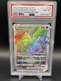 2022 Pokemon SWSH Brilliant Stars Charizard Vstar 174/172 PSA 10 Gem Mint Secret - Image 1