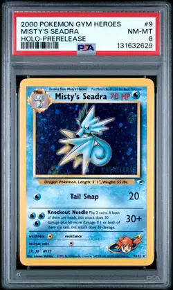 2000 POKEMON GYM HEROES HOLO-PRERELEASE #9 MISTY'S SEADRA PSA 8 - Image 1