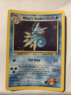 Misty's Seadra PRERELEASE Gym Heroes - Holo Rare 9/132 WOTC Card NM Pokemon TCG - Image 1
