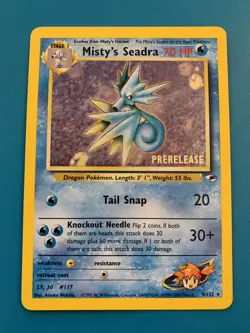 Prerelease Misty's Seadra 9/132 Gym Heroes Holo Rare Vintage Pokemon Card - NM - Image 1