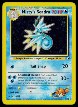 Pokemon Card - Misty's Seadra PRERELEASE Gym Heroes - Holo Rare 9/132 WOTC - Image 1