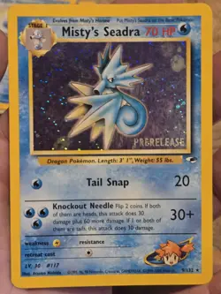 Pokemon Card - Misty's Seadra PRERELEASE Gym Heroes - Holo Rare 9/132 - Image 1