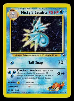 Pokemon Card - Misty's Seadra (Prerelease) Gym Heroes WoTC Promo 9/132 Holo Rare - Image 1