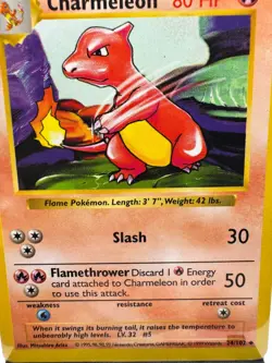 Charmeleon 24/102 Shadowless Base Set Pokemon Card 1999 WotC Vintage LP - Image 2