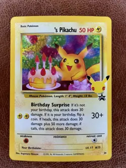Pokemon TCG Birthday Pikachu #24 Celebrations 25th Anniversary Card Promo - Image 1