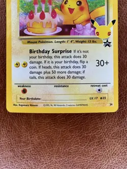 Pokemon TCG Birthday Pikachu #24 Celebrations 25th Anniversary Card Promo - Image 3