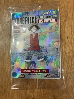 One Piece Monkey D. Luffy US Voyage College Basketball Promo Holo Card - Image 1