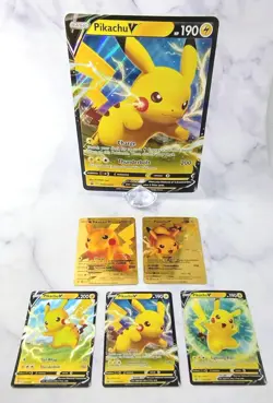 Pikachu V Gold Foil, SWSH Set Of 6 Pokemon Cards - Image 1