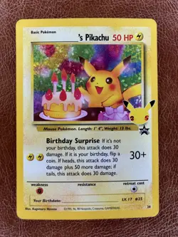Pokemon TCG Birthday Pikachu #24 Celebrations 25th Anniversary Card Promo - Image 1