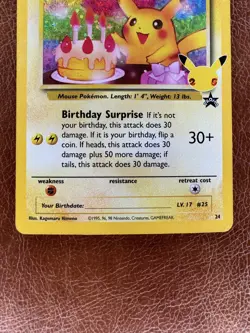 Pokemon TCG Birthday Pikachu #24 Celebrations 25th Anniversary Card Promo - Image 3