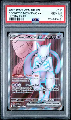 2025 Pokemon Destined Rivals Rocket's Mewtwo EX Ultra Rare #213 PSA 10 GEM MINT - Image 1