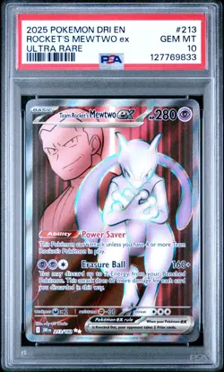 2025 Pokemon Destined Rivals Rocket's Mewtwo EX Ultra Rare #213 PSA 10 GEM MINT - Image 1