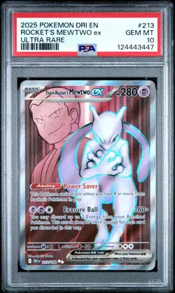 2025 Pokemon Destined Rivals Rocket's Mewtwo EX Ultra Rare #213 PSA 10 GEM MINT - Image 1