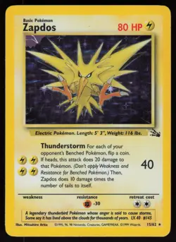 Zapdos 15/62 Evolution Error Rare Fossil Holo Unlimited Pokemon - Image 1