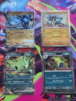 Pokemon Prismatic Evolutions Lucario ex & Tyranitar ex Premium Collection Promos - Image 1