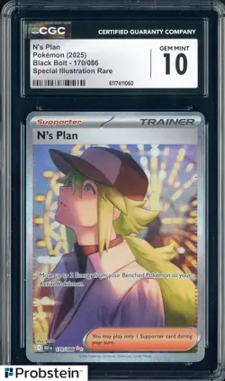 2025 Pokemon BLK EN Special Illustration Rare #170 N's Plan CGC 10 GEM MINT - Image 1