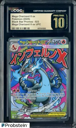 2025 Pokemon MEP EN Black Star Promo UPC #023 Mega Charizard X ex CGC 10 - Image 1
