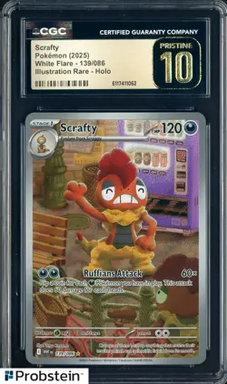 2025 Pokemon WHT EN Illustration Rare #139 Scrafty CGC 10 PRISTINE - Image 1