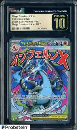 2025 Pokemon MEP EN Black Star Promo UPC #023 Mega Charizard X ex CGC 10 - Image 1