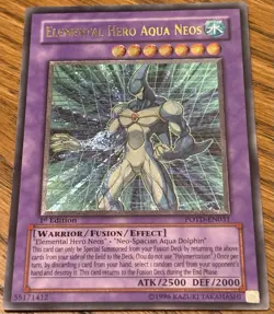 Yugioh Elemental Hero Aqua Neos Ultimate Rare 1st Ed POTD-EN031 Gold Stamp VLP🔥 - Image 1