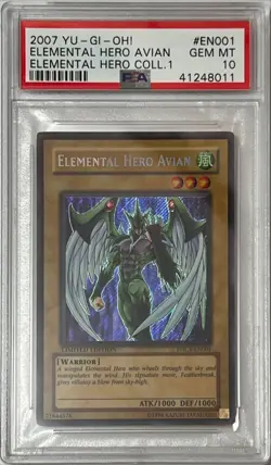 Yu-Gi-Oh! PSA 10 GEM-MT 'Elemental Hero Avian' EHC1-EN001 ~SECRET PARALLEL RARE~ - Image 2