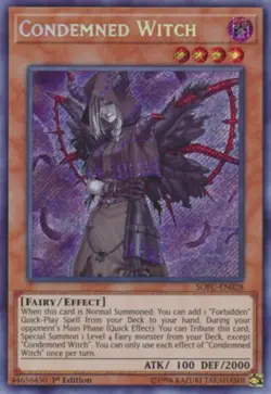Yugioh! LP Condemned Witch - SOFU-EN028 - Secret Rare - 1st Edition Lightly Play - Image 1