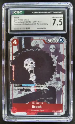 2022 ONE PIECE CCG BROOK 25TH ANNIVERSARY OP01-022 CGC 7.5 A PT - Image 1