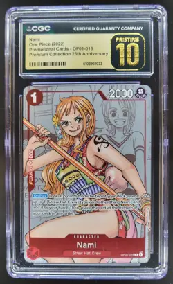 2022 ONE PIECE CCG NAMI PROMO 25TH OP01-016 CGC 10 PRISTINE B PT - Image 1