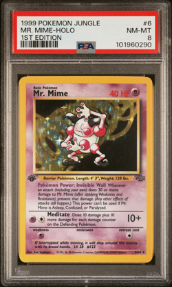 1999 POKEMON JUNGLE #6 MR. MIME-HOLO 1ST EDITION PSA 8 - Image 1