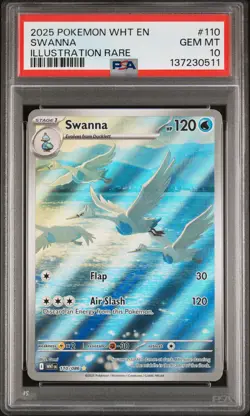 2025 POKEMON WHT EN-WHITE FLARE ILLUSTRATION RARE #110 SWANNA PSA 10 - Image 1