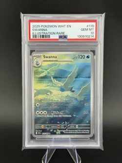 2025 POKEMON WHT EN-WHITE FLARE ILLUSTRATION RARE #110 SWANNA PSA 10 - Image 1