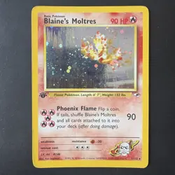 1st Edition Blaine's Moltres Pokemon Gym Heroes Holo Rare 1/132 - Image 1