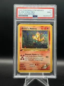 2000 Pokemon Gym Heroes Blaine’s Moltres Holo 1st Edition #1 PSA 9 - Image 1