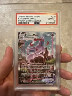 Pokemon TCG Espeon VMAX Alternate Art Secret PSA 10, 270/264, Fusion Strike - Image 1