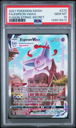 PSA 10 Espeon VMAX 270/264 Alternate Art Fusion Strike Secret Rare Pokemon Card - Image 1