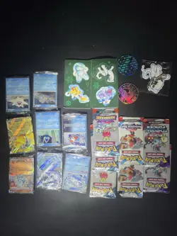 Contents Of 2024 Holiday Calendar Pokemon Card Snowflake Stamps Plus Fun packs - Image 1